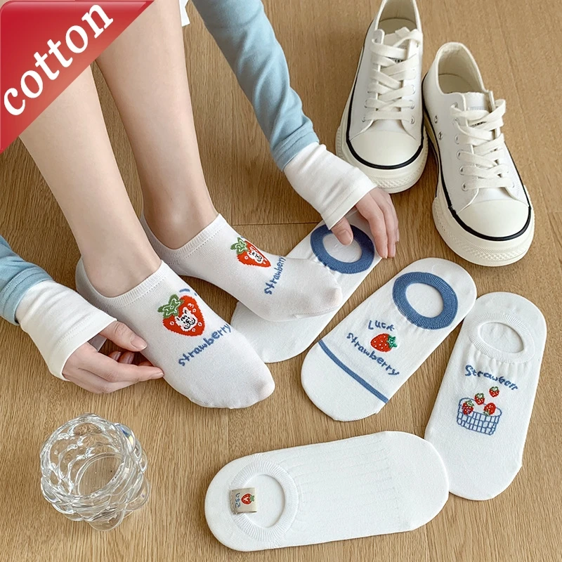 

5 Pairs Women's Socks Set Japanese Cartoon Cute Sweet Kawaii Ankle Socks Summer Mesh Breathable Cotton Socks For Girl Wholesale