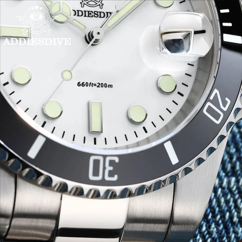 ADDIESDIVE 41mm Watch For Men Calendar Window 200m Waterproof BGW9 Super Luminous 316L Stainless Steel Quartz Watch Reloj hombre
