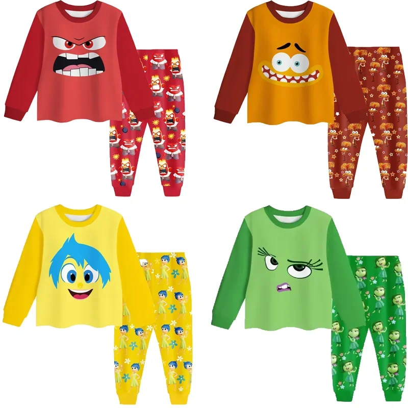 2pcs/set New Disney insid out 2 Children Pyjamas for Boys and Girls Sets Kid Home Wear Travel Casual Sleepwear Suit Cute Gift