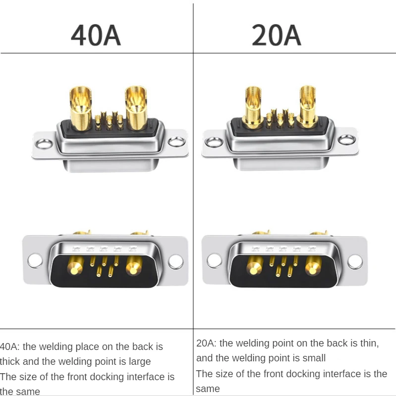 Industrial grade Dtype  plug 7W2 welding head DB7 pin connector 40A 20A large current butt joint male and female