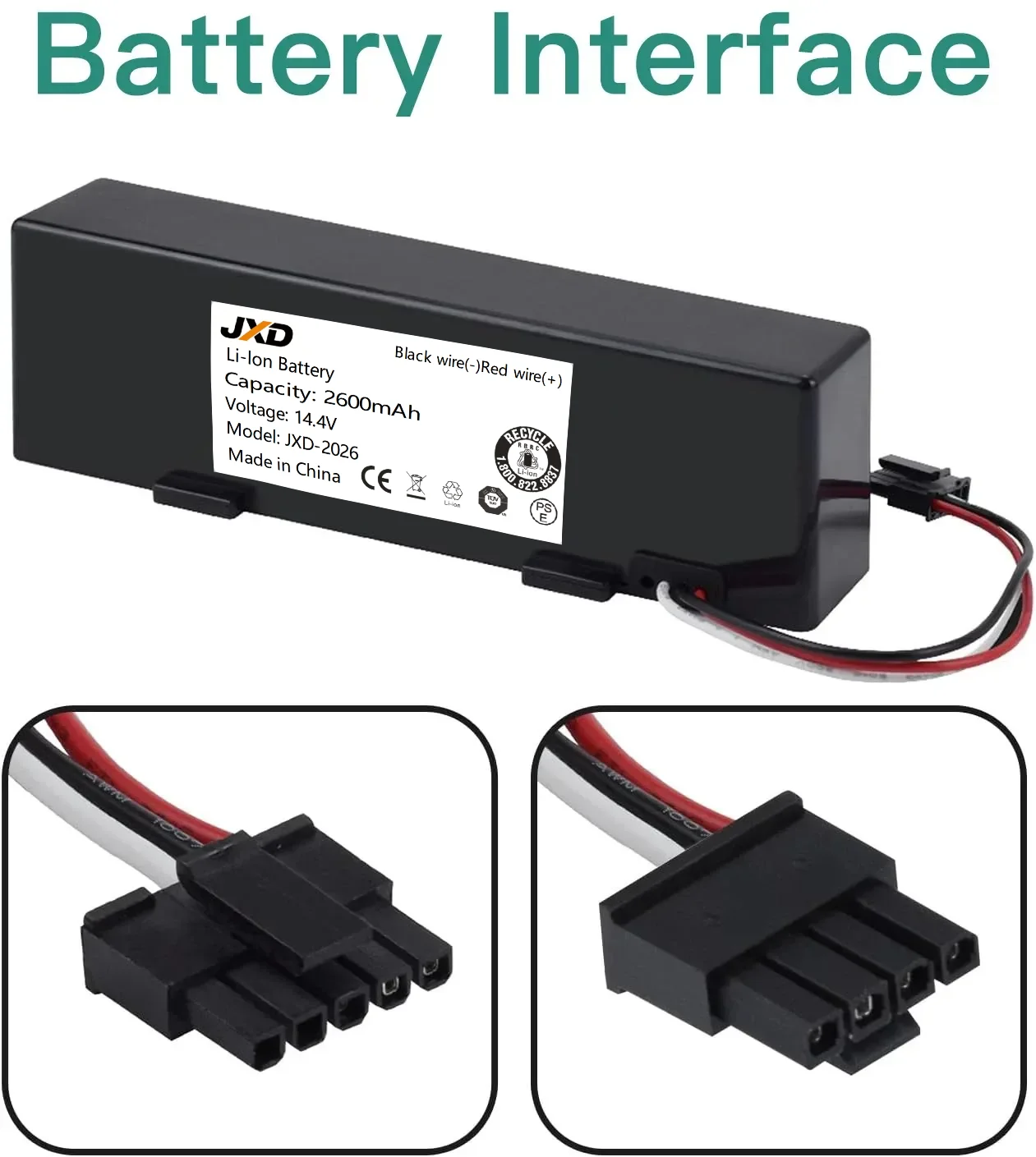 12800mAh 14.8V Rechargeable Robot Vacuum Battery Fully Compatible For Xiaomi Mop, Mop 2s, Mop Pro, STYTJ02YM Vacuum & Mop Models