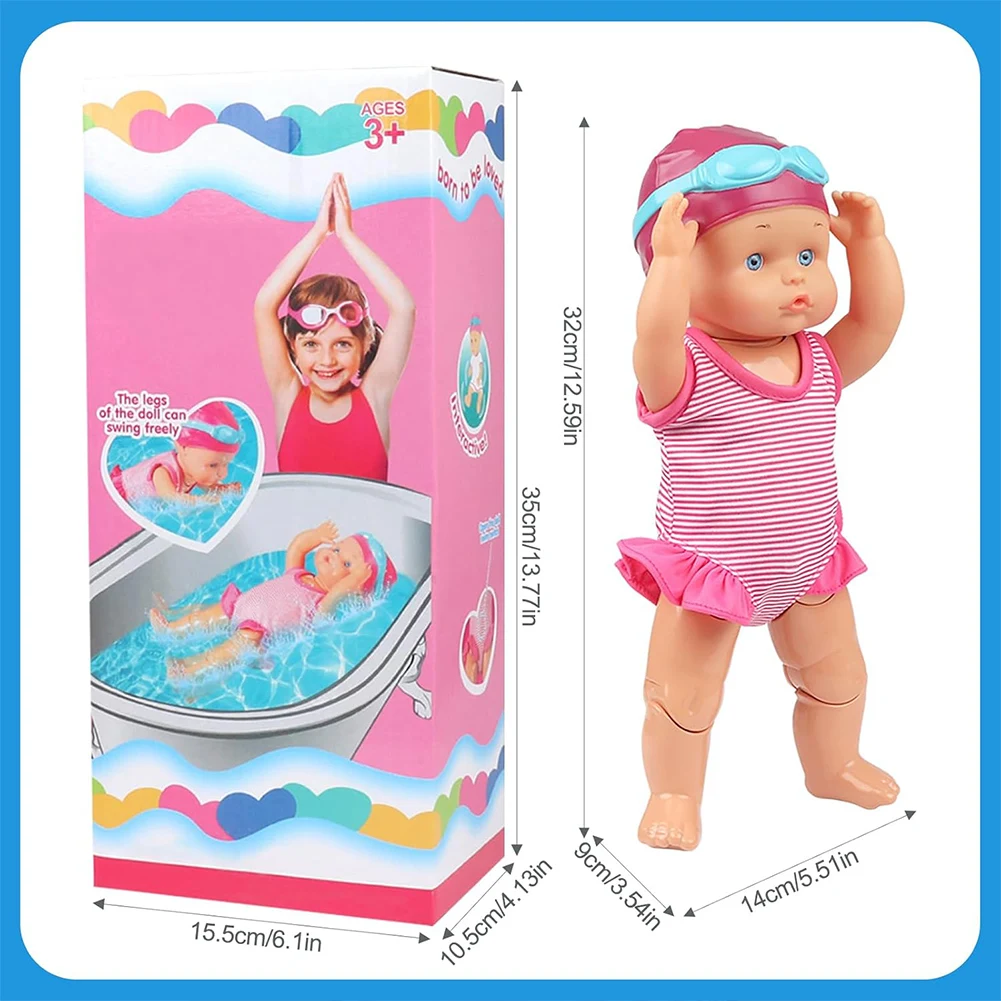 Giocattolo da bagno per bambini impermeabile per bambola nuotatore con giunto mobile e tuta staccabile per ragazze, regalo di compleanno per bambini