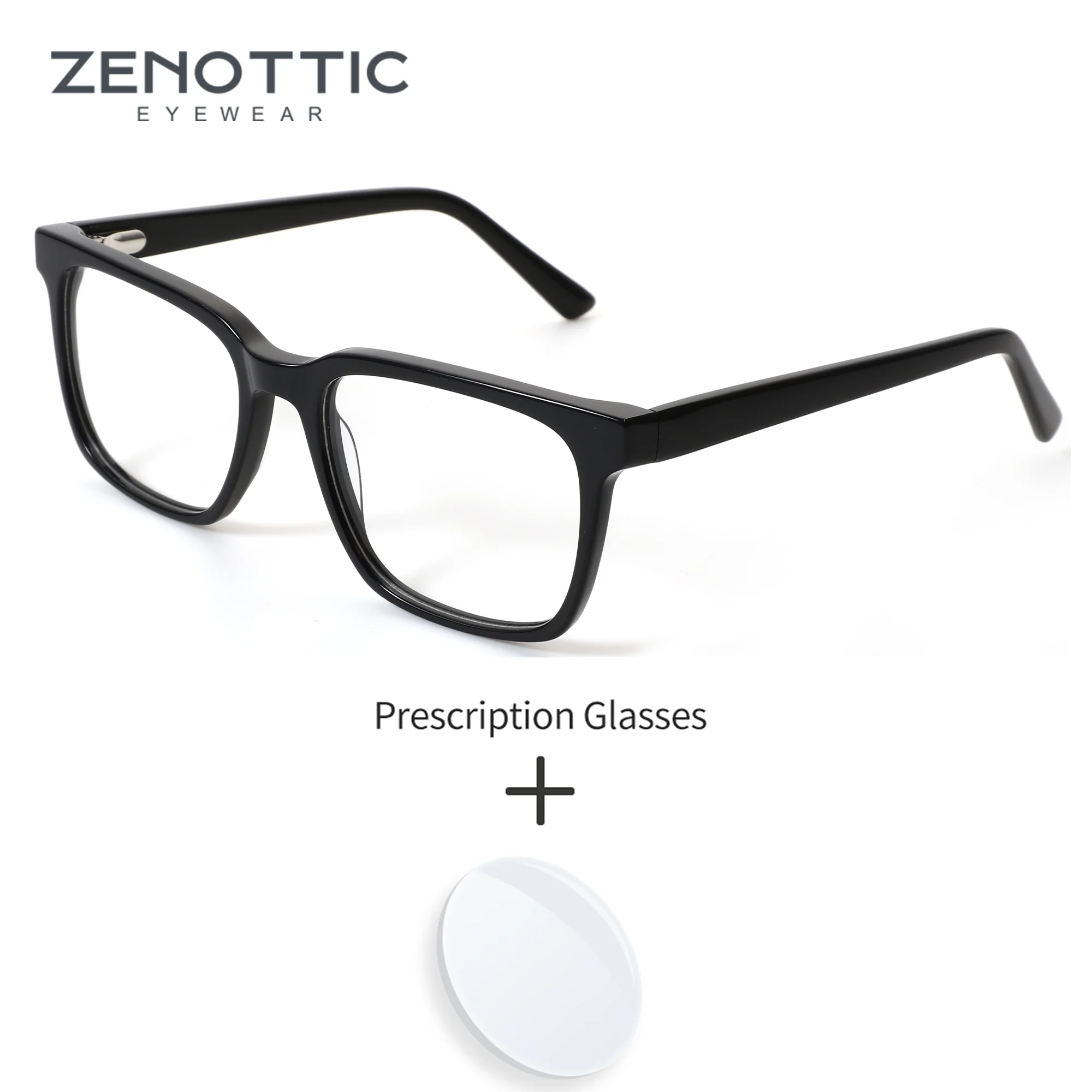 

ZENOTTIC (L Size) Square Acetate Prescription Glasses Progressive Outdoors Photochromic Myopia Graduation Eyeglasses