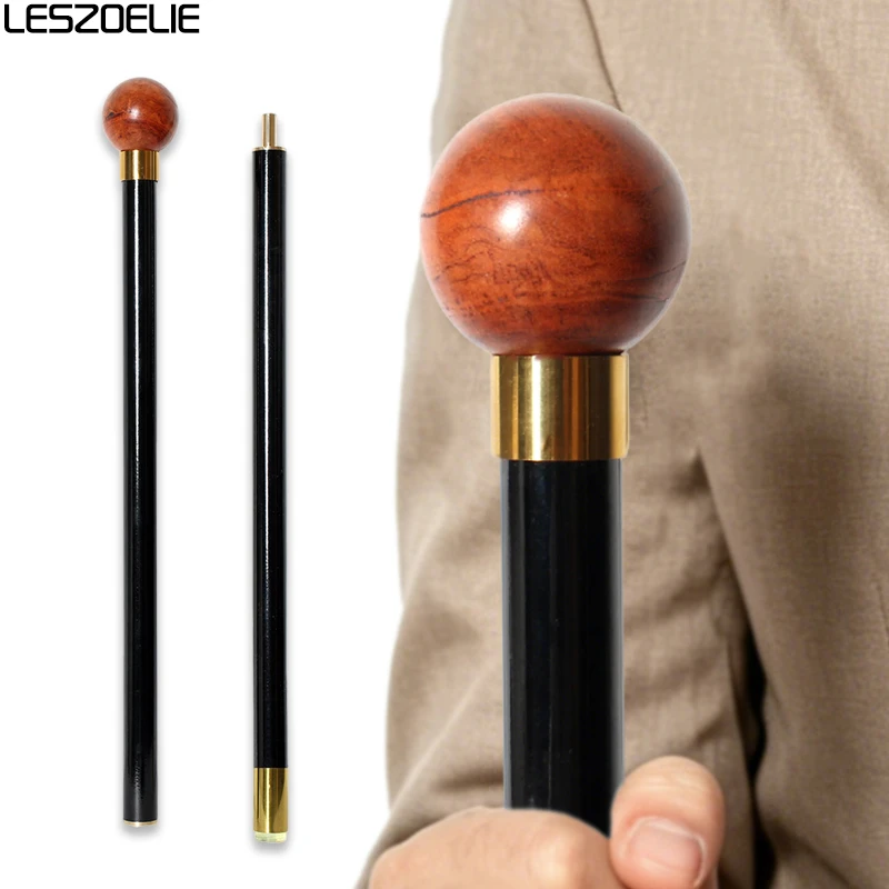 Smooth Rosewood Ball Handle Walking Cane Lightweight Black Detachable Beech Wood Stick for Men And Women Daily Use
