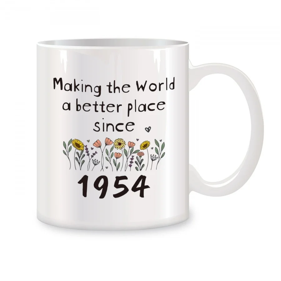 

70th Birthday Gifts for Women Mugs For Her, Him, Mom, Dad 1954 Birthday Gifts Novelty Coffee Ceramic Tea Cups White 11 oz