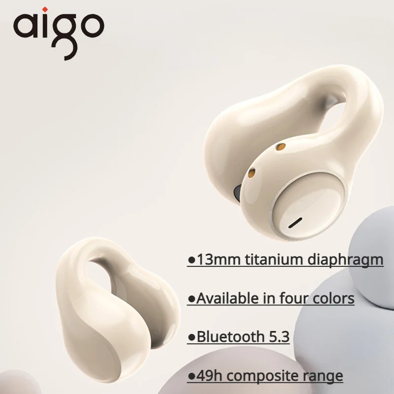 Aigo TJ170 Wireless 5.3 Bluetooth Headset Bone Conduction Headphones Earclip Type Long Endurance Sports for Huawei Xiaomi iPhone