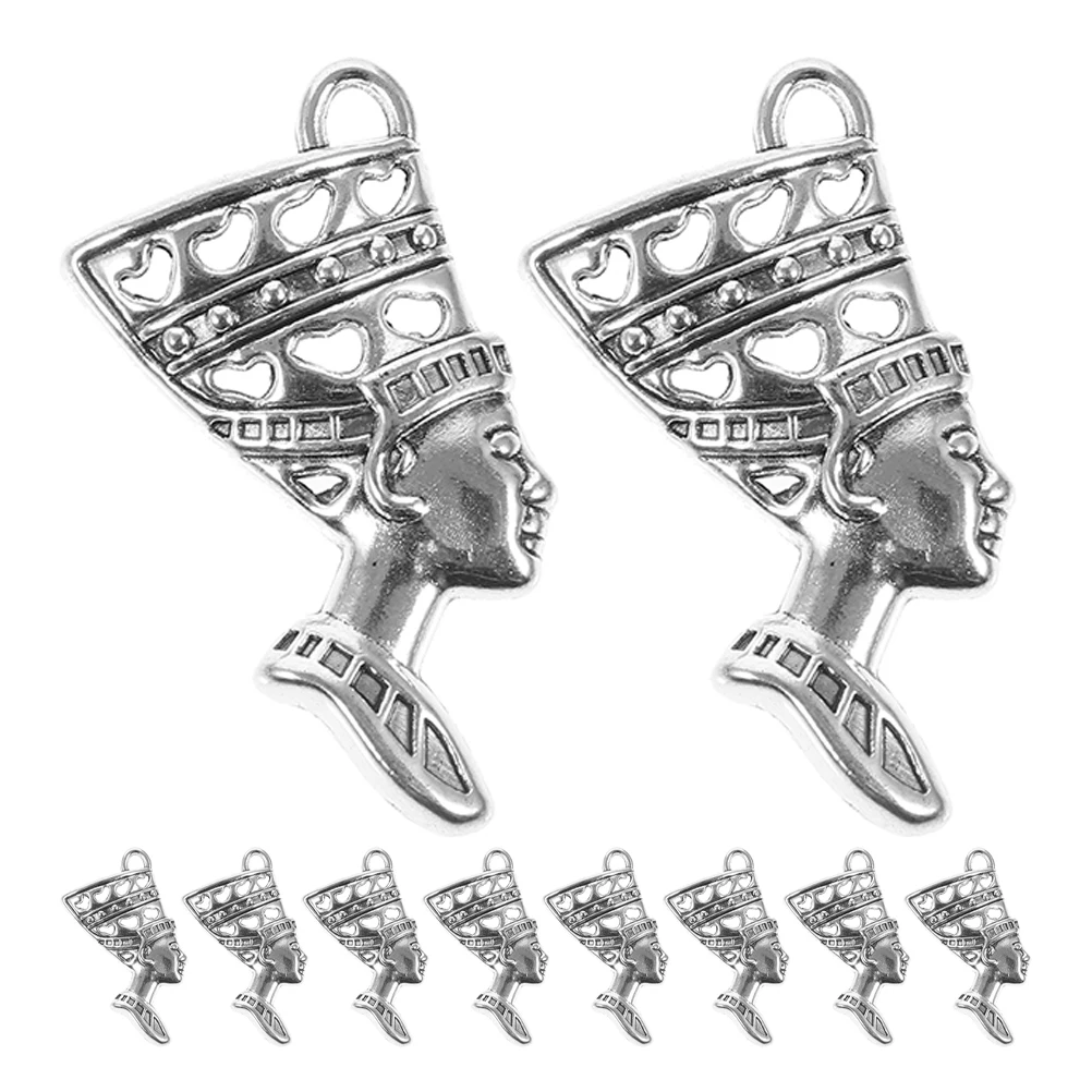 

10 Pcs Egyptian Queen Pendant Vintage Alloy DIY Jewelry Charms Crafts Accessories Necklace Bracelet Decorations Silver Color