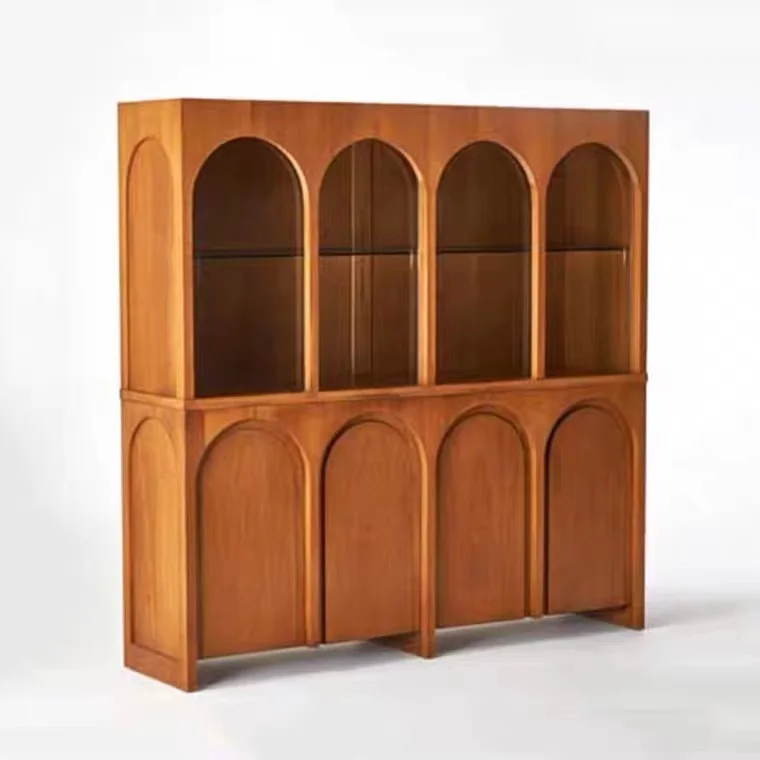 

Retro Arched Door Wine Cabinet French Roman Solid Wood Sideboard Nordic Simple Locker