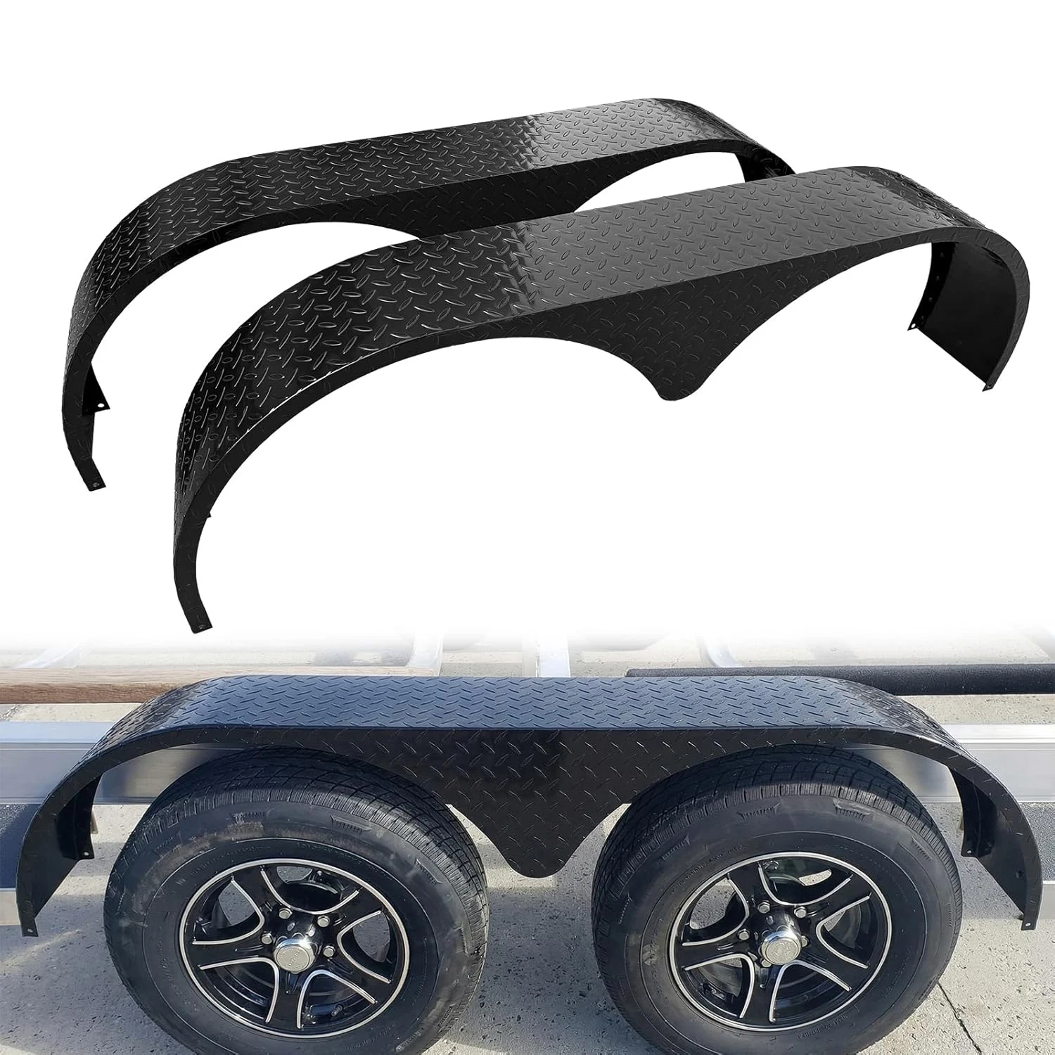 

Усиленные брызговики для прицепов с двойной осью, сталь 14 калибра, 66 дюймов, каплевидные, с электрофоретическим черным покрытием, подходят для колес 13-15 дюймов