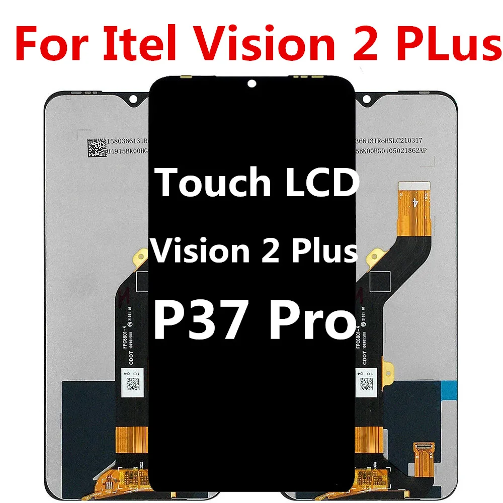 Black 6.8inch For Itel Vision 2 Plus / P37 Pro Full LCD Display Touch Screen Digitizer Panel Assembly Replacement / Frame