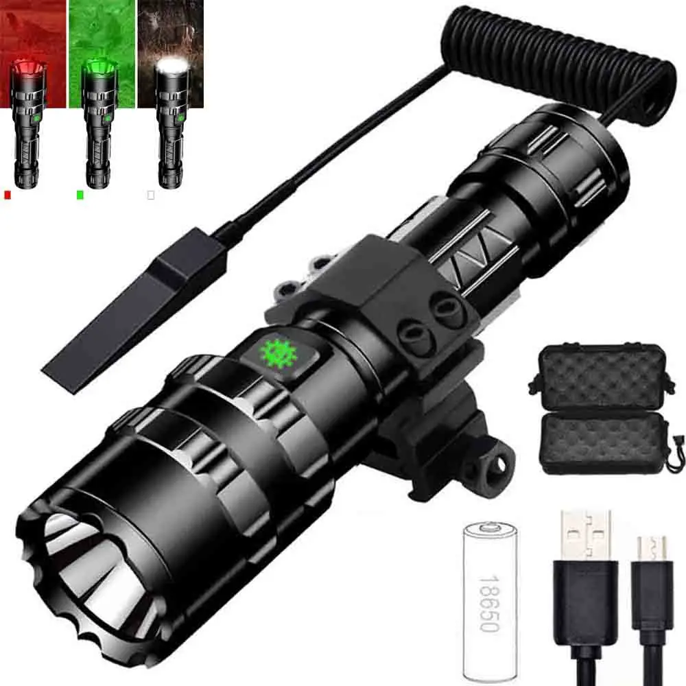 

Powerful L2 LED Flashlight USB Rechargeable Flashlight White/Red Light Emergency Flashlight Waterproof Torch Tactical Flashlight