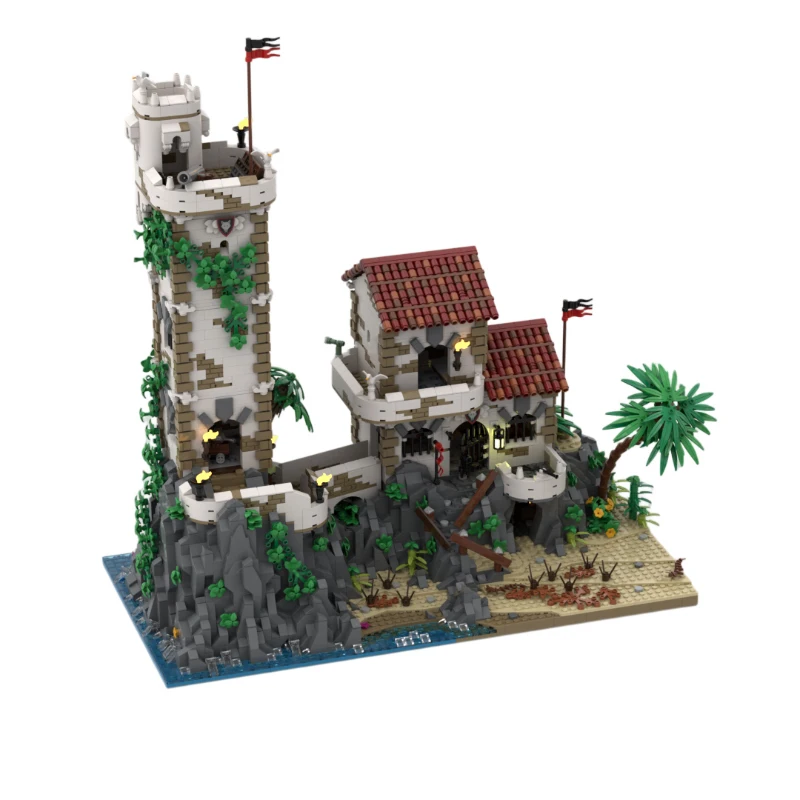 New5101PCS ยุคกลาง PirateSeries MOC พอร์ต Sauvage: Old Guard House และ Tower DIY ความคิดสร้างสรรค์ childrenToy ของขวัญบล็อกอาคาร