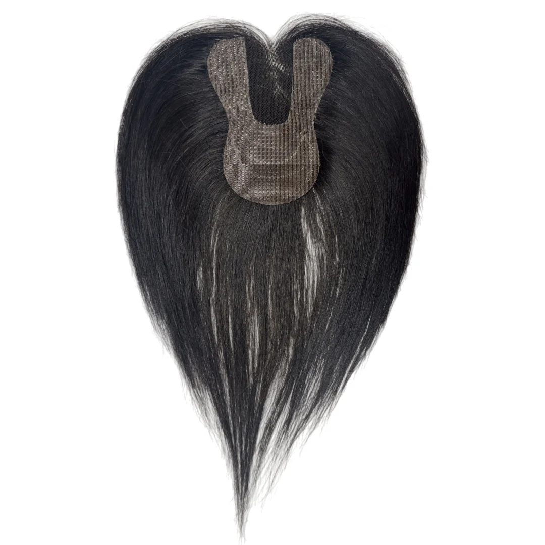 New Seamless Forehead Coverage No Clip Toppers Human Hair Fringe Bangs Magic Paste Hair Toppers For Women Cover Sparse Hair image 6
