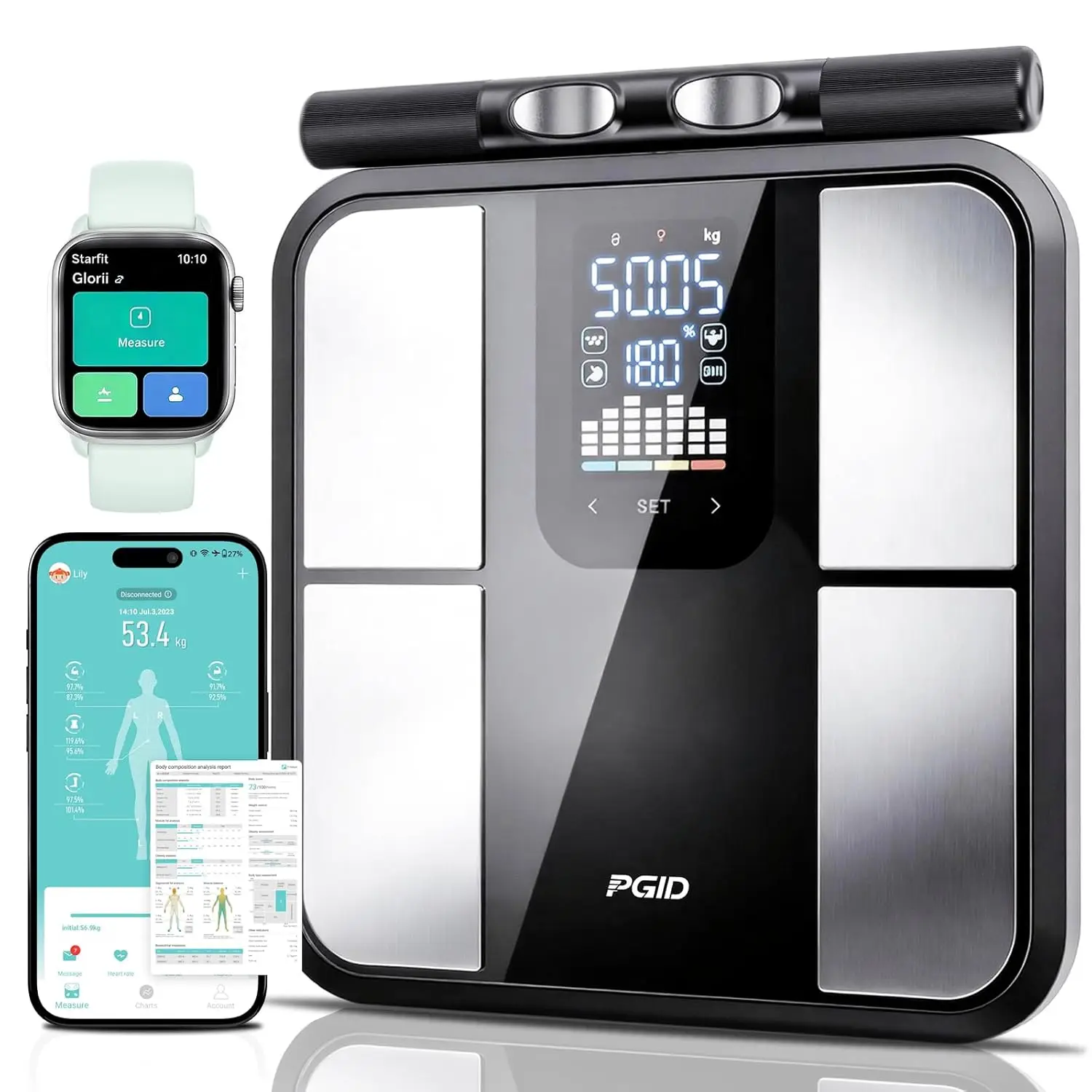 

Smart Body Fat Scale with BMI Analysis, 58 Metrics, App Sync for 24 Users up to 400Lb