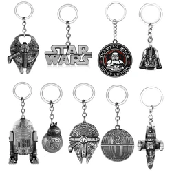 1pcs Star Wars Spaceship R2-D2 Keychain The Mandalorian Movie Character Cartoon Animation Pendant Metal Accessories