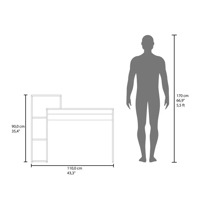 Natural Oak Computer Desk with Open Storage, Modern Design Desks for Home Office Use