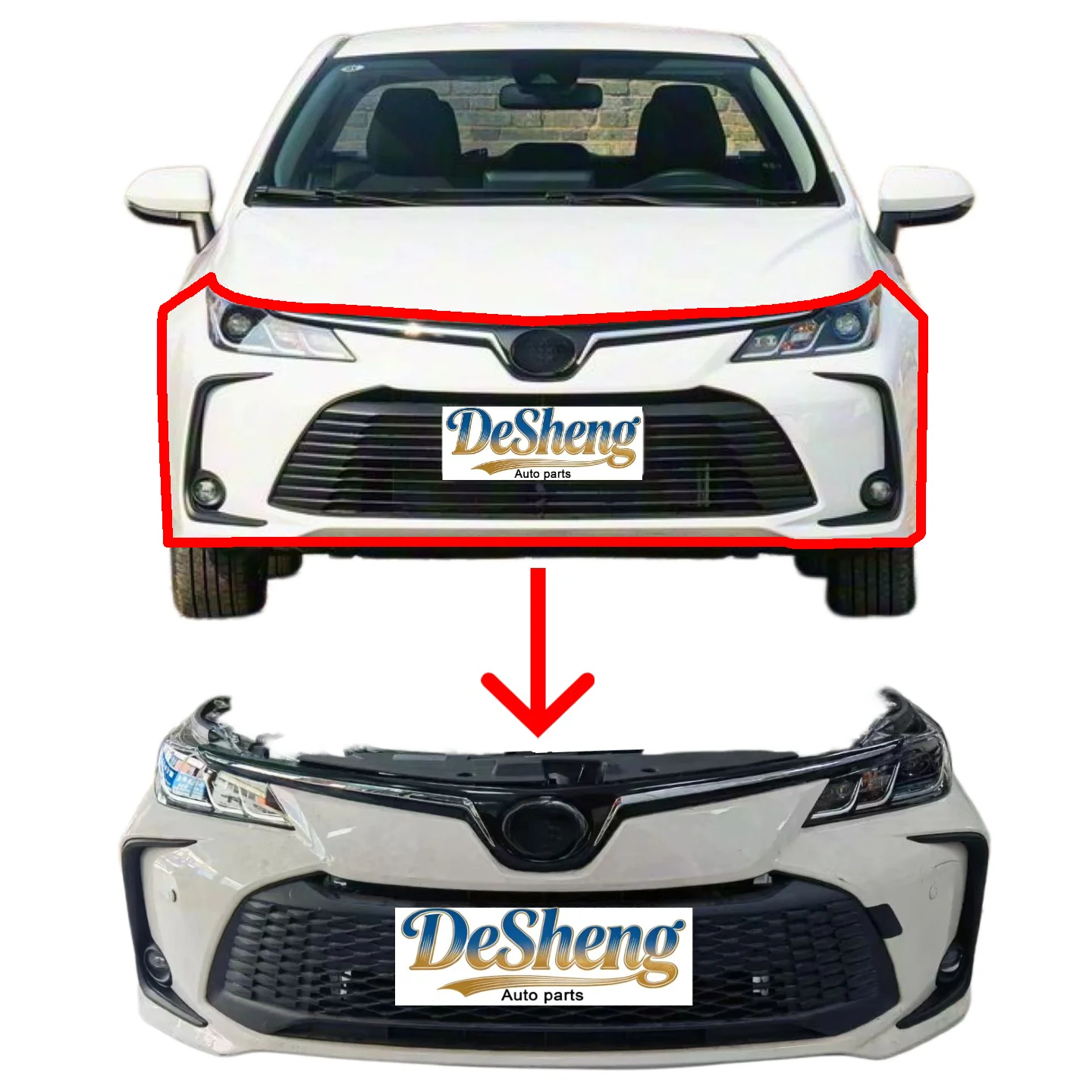 Hot-selling  Parts for  Corolla:front Bumper,headlights,grille,radiator, Louvers,venetian Blinds Quality Guaranteed.