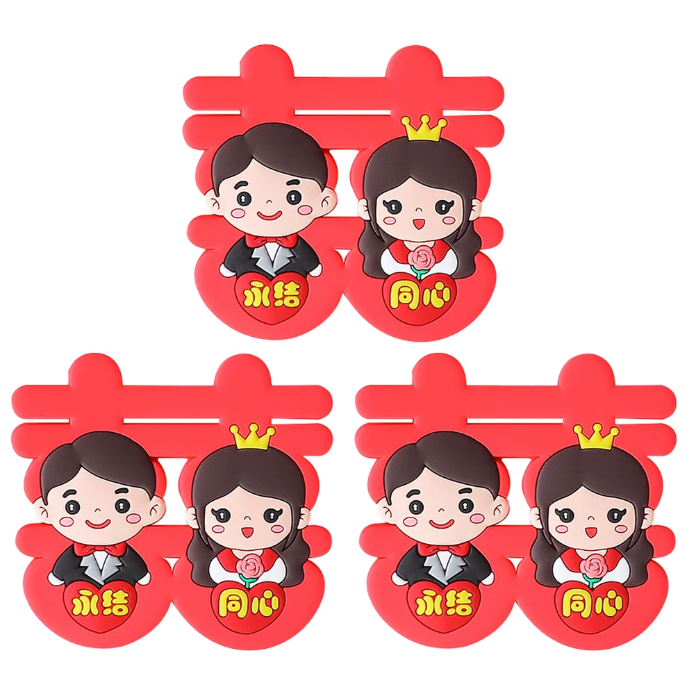 

3 pcs Wedding Cake Adornment Bride Groom Ornament Soft Couple Design Exquisite High Quality Material Birthday Parties