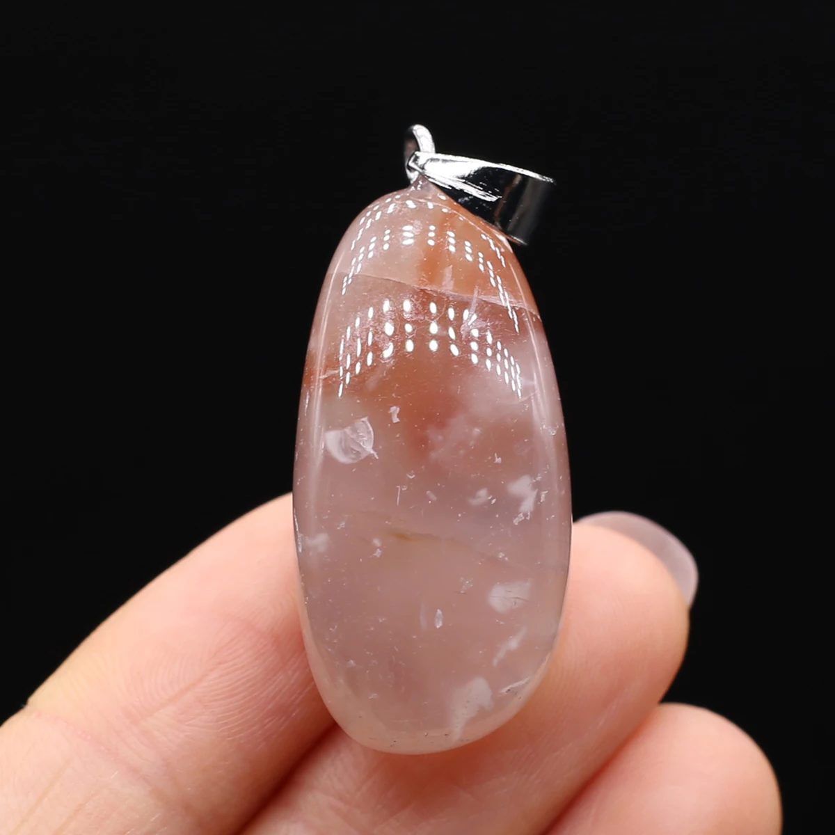 Natural Semi-precious Stone Pendant Irregular Cherry Blossom Agate for DIY Jewelry Making Necklace Size15x20-18x25