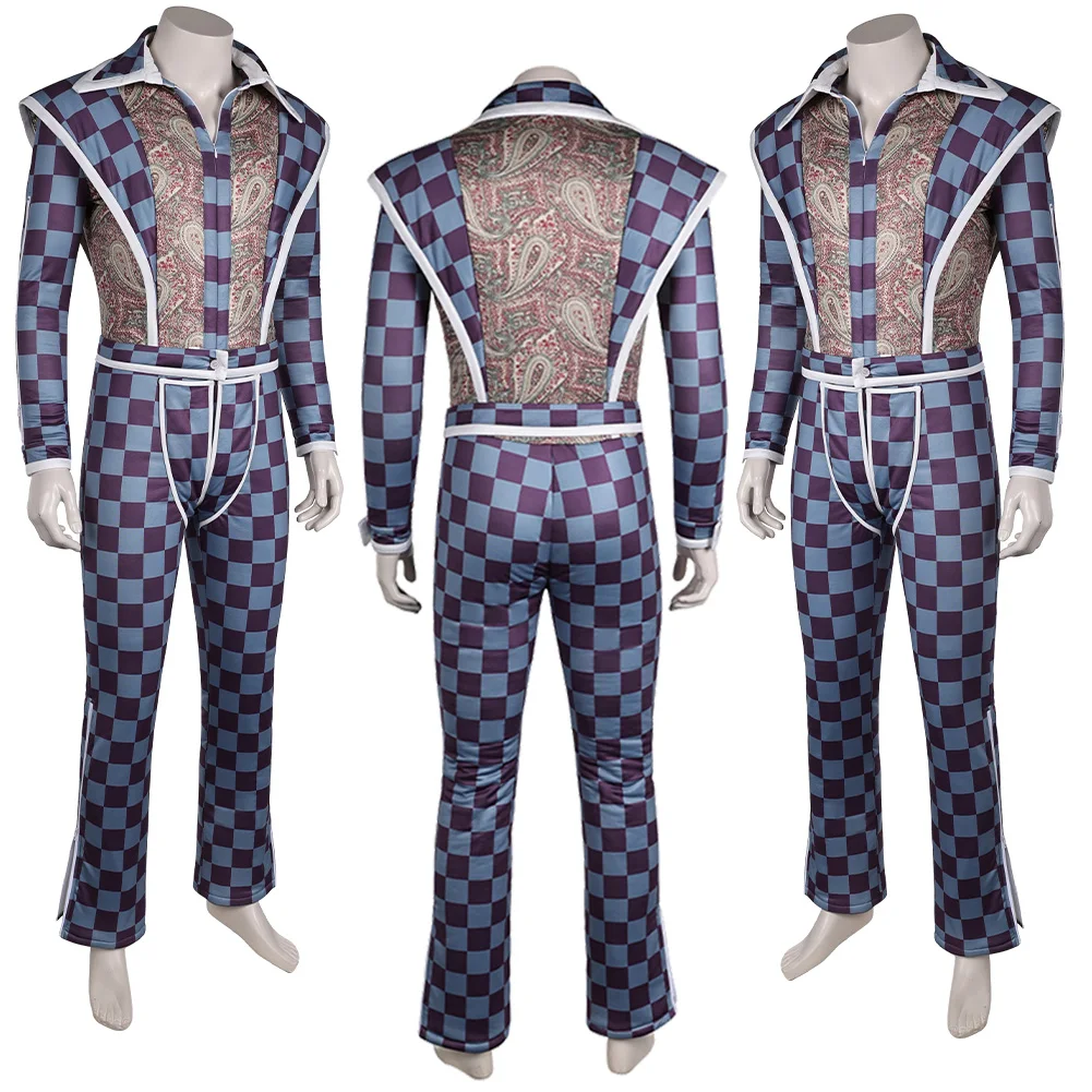 Fancy Z Dust Cosplay Purple Green Plaid Retro Jumpsuit Clothing For Men Rocker David Costume Disguise Adult Man Roleplay Outfits