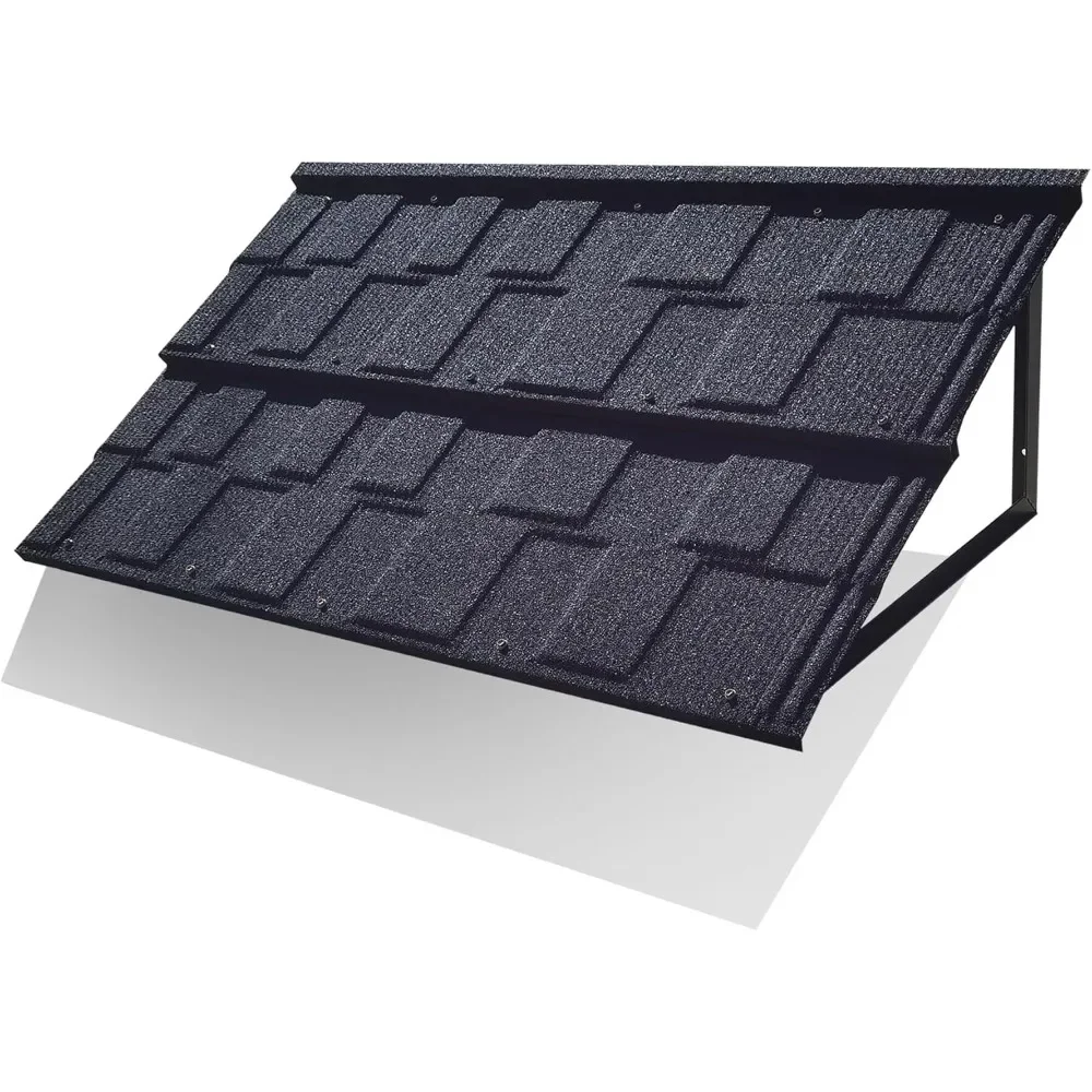 

Fixed Metal Awnings 52 in W x 31 in H, Triangle Steel Frame with Tile Shaped Metal Awning for Door Entrance, Windows, Porches