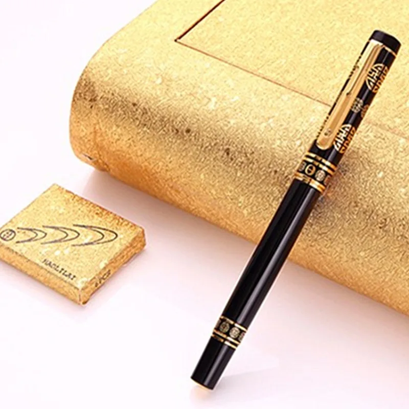 10K/14K Gold Nib HAOLILAI Golden Fountain Pens Gold Tip F 0.5MM Comfortable Soft Grip, School & Work Essential Calligraphy Pens