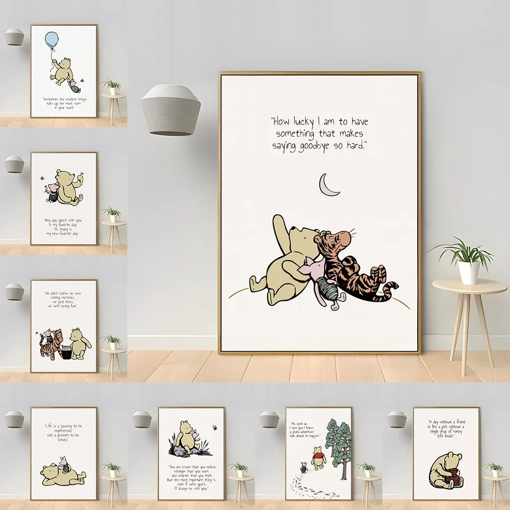 

MINISO Disney Winnie the Pooh Tigger Minimalist Style Decorative Poster Living Room Bedroom Wall Mural Pictures Canvas HD Prints