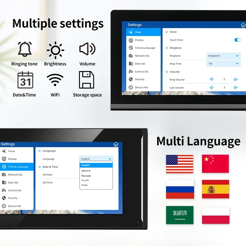 Video Deur Telefoon Intercom Ondersteuning Unlock Monitoring Dual-Way Intercom Pir Night Vison Home Intercom Deurbell Systeem Voor Villa