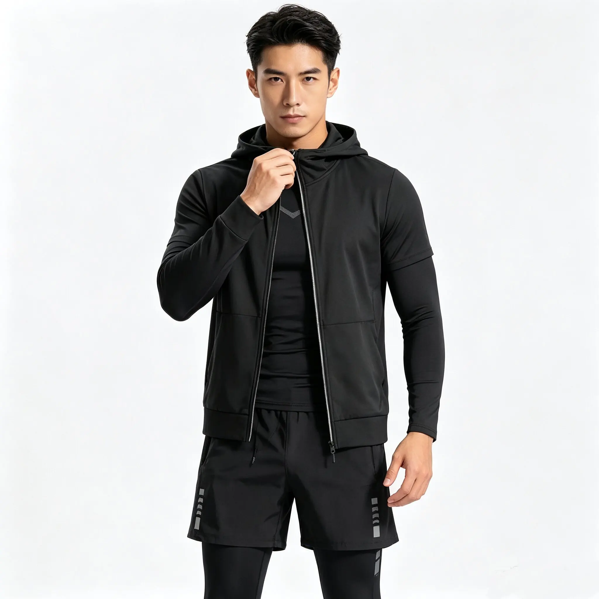 Men's Hot Korean Sports Suit 2-4pcs Running Set Jogging Basket Underwear Tights Sports Clothing Gym Fitness Suit Clothing