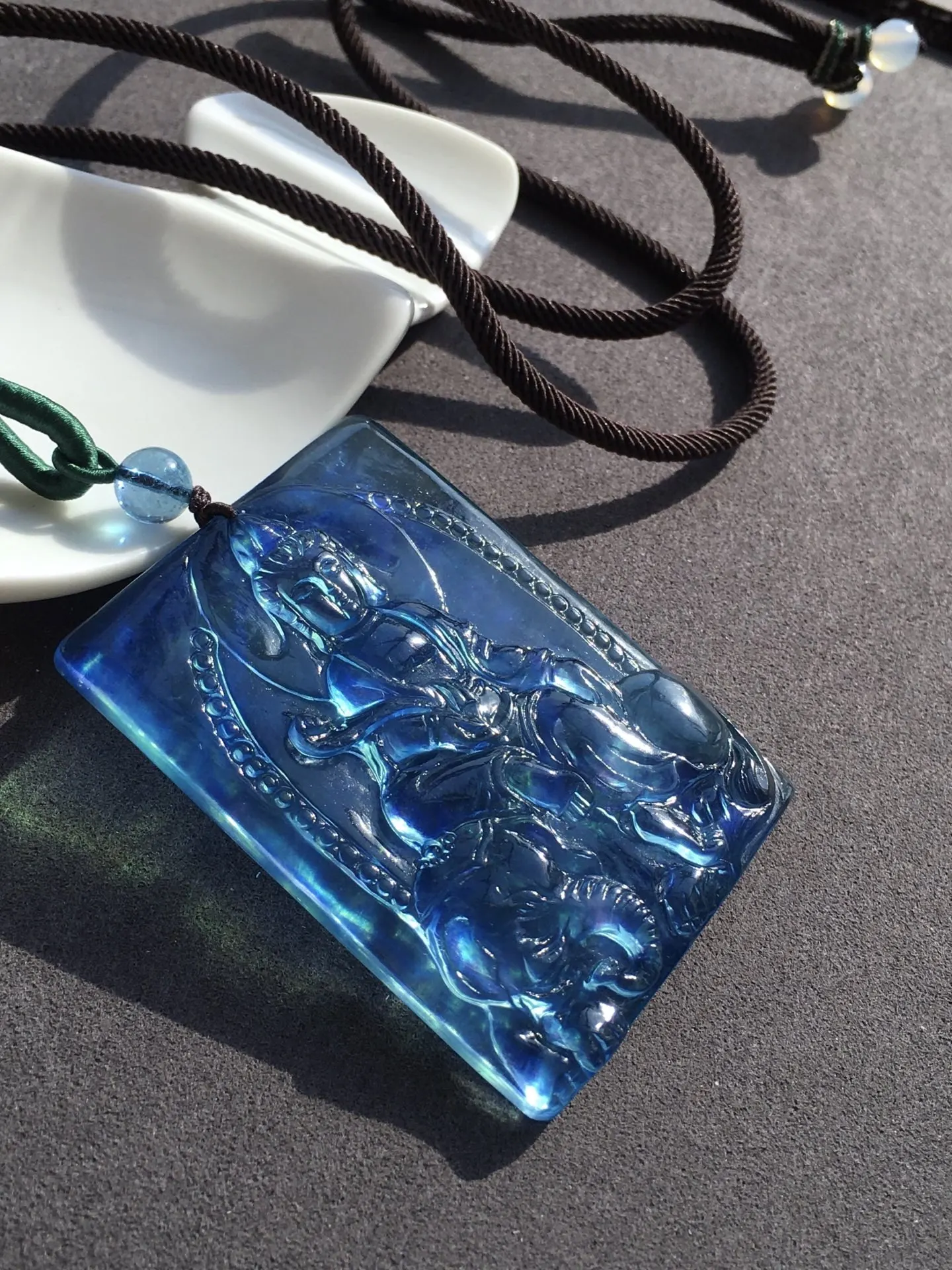 Natural Blue Aquamarine Buddha Pendant 55.5/41/8.5mm  Fashion Aquamarine Blue Rare 18K Gold Necklace AAAAA