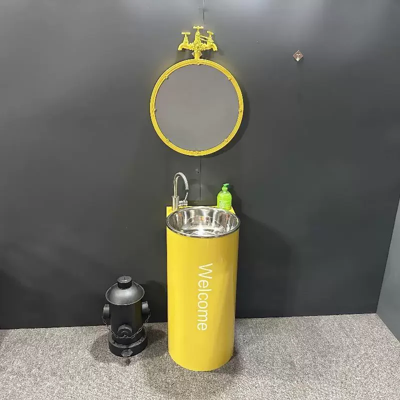 Industrial style vertical wash basin, balcony washbasin, restaurant creative stainless steel floor-to-ceiling wash basin
