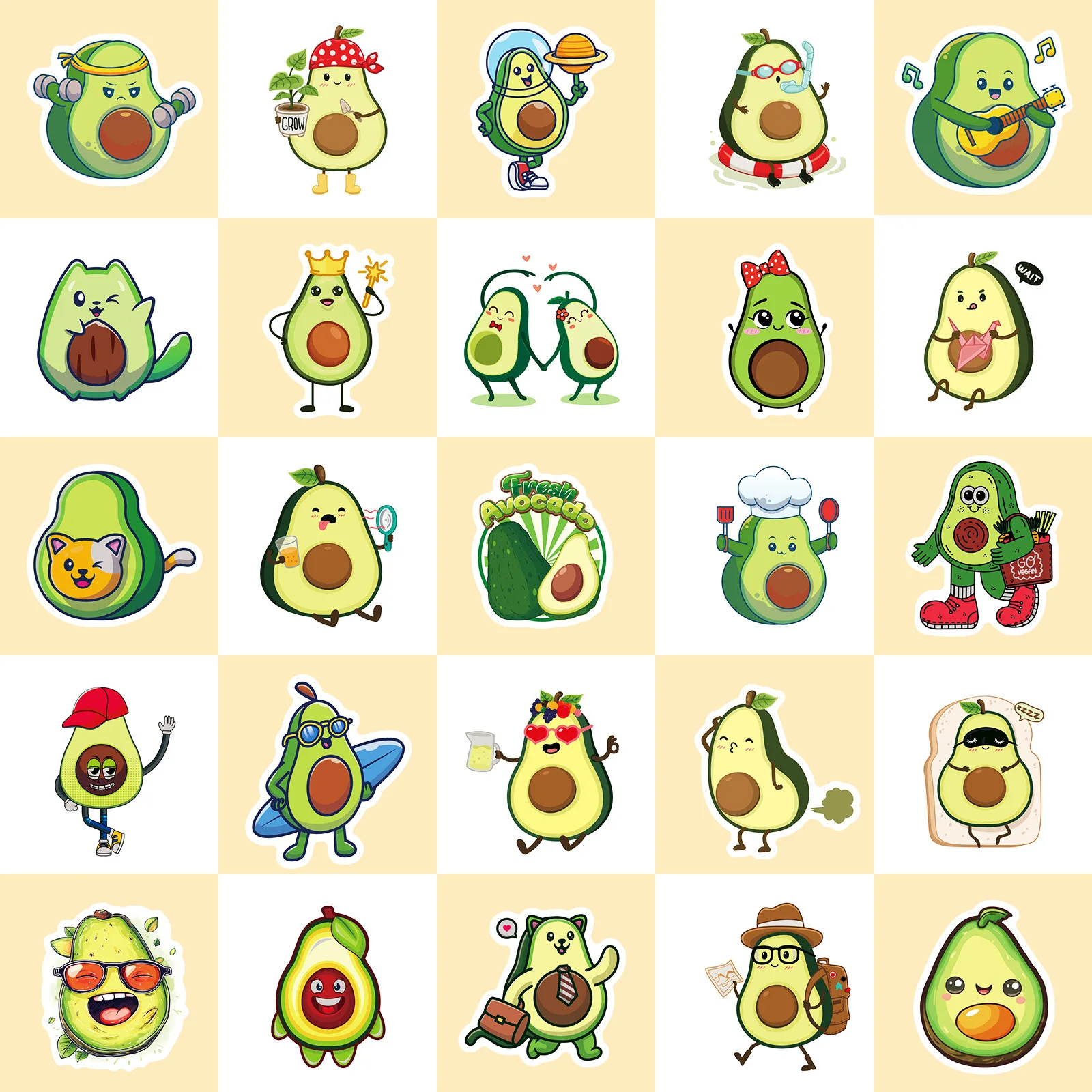 10/25/50pcs Funny Meme Avocado Stickers for DIY Decor Stationery Suitcase Water Bottle Phone Laptop Skateboard Scrapbooking