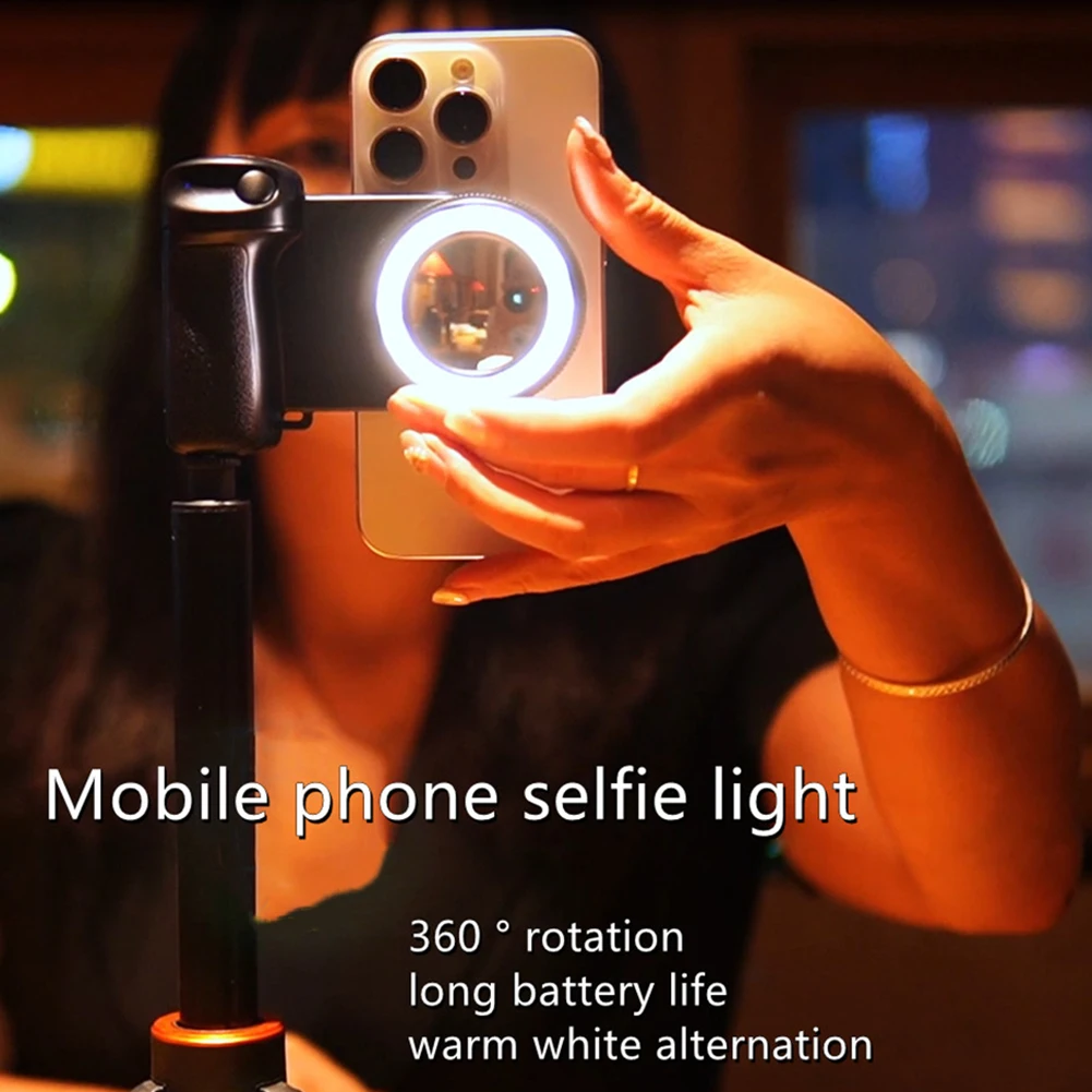 Impugnatura magnetica con luce di riempimento per staffa antiscivolo per smartphone Magsafe fotocamera selfie otturatore remoto Bluetooth per iPhone