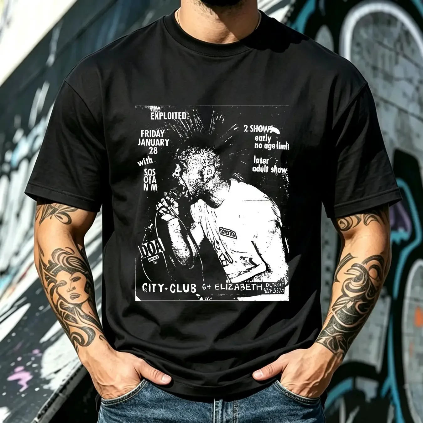washed T Shirt The Exploited Flyer DOA Punk Clothing Vintage Casualties GBH Unseen Discharge long or short sleeves vintage