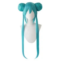 2022 Tropical Maid Ver Cosplay Wig Blue Buns Headwear Summer Racing Girl Heat Resistant Adult Women Mikuu Wigs + Wig Cap