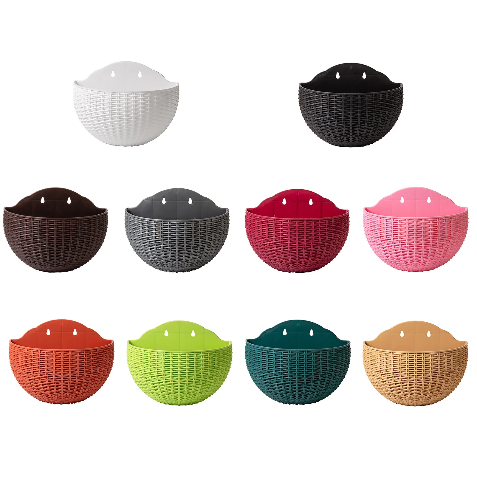 

ZK40 Balcony lazy flower pots European style imitation rattan wall hanging half round flower pots hanging basket wall hanging