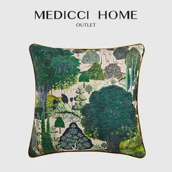 Medicci Home Retro Green Main Tone fodera per cuscino decorativo Oriental Art Floral Bird Print federa per cuscino in velluto per divano letto