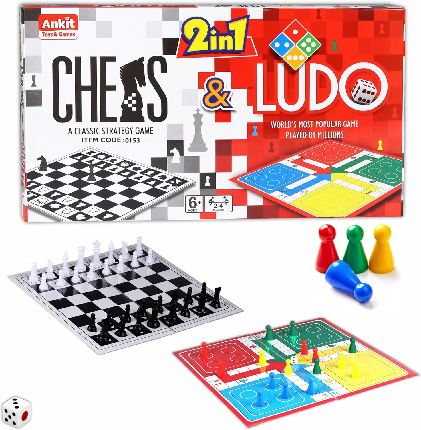 

2in1 Chess & Ludo Game Set - Classic Strategy Board for Kids & Adults, 38x38cm