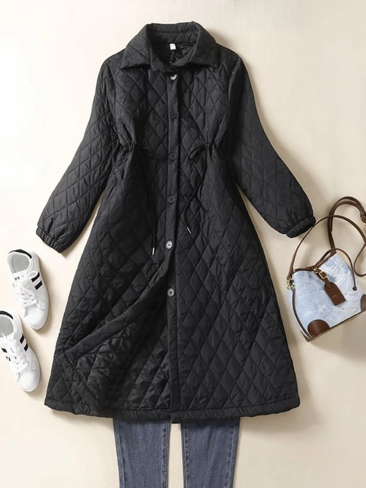 Abrigos de algodón para mujer, Parkas de Color sólido con solapa, chaqueta cortavientos, gabardina, ropa de manga larga, Tops de invierno, 2023