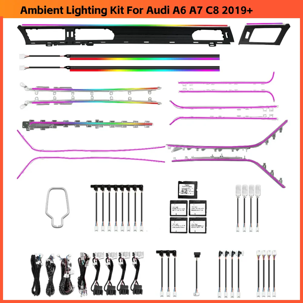 

Full Set Car Interior Ambient Lighting for Audi A6 A7 C8 2019+ Upgrade Light Kit Dashboard Center Console Door Trim