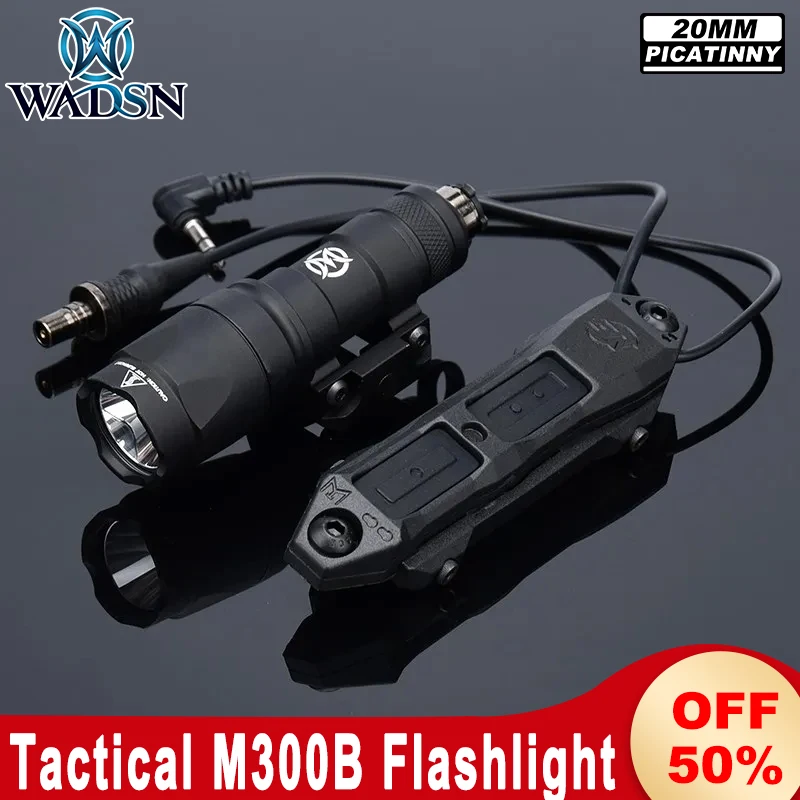 

WADSN M300B M600C Tactical Flashlight Airsoft Dual Function Pressure Switch Hunting PEQ Weapon Scout Lights Fit Picatinny Rail