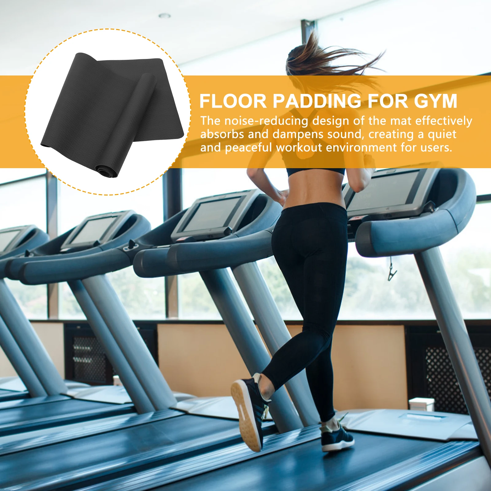 

NBR Treadmill Sound Insulation Pad Black Rubber Workout Mats for Hardwood Floors Carpet Gym Equipment Exercise Pad Floor