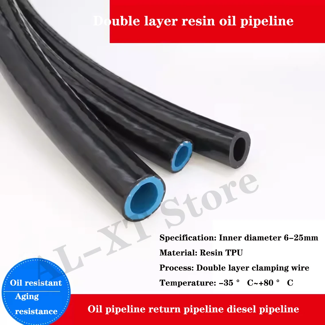 1M Double layer Resin Oil Pipeline Cold Resistant And Corrosion-Resistant Automotive Hose Fuel And Diesel Return Pipe ID 6-25mm