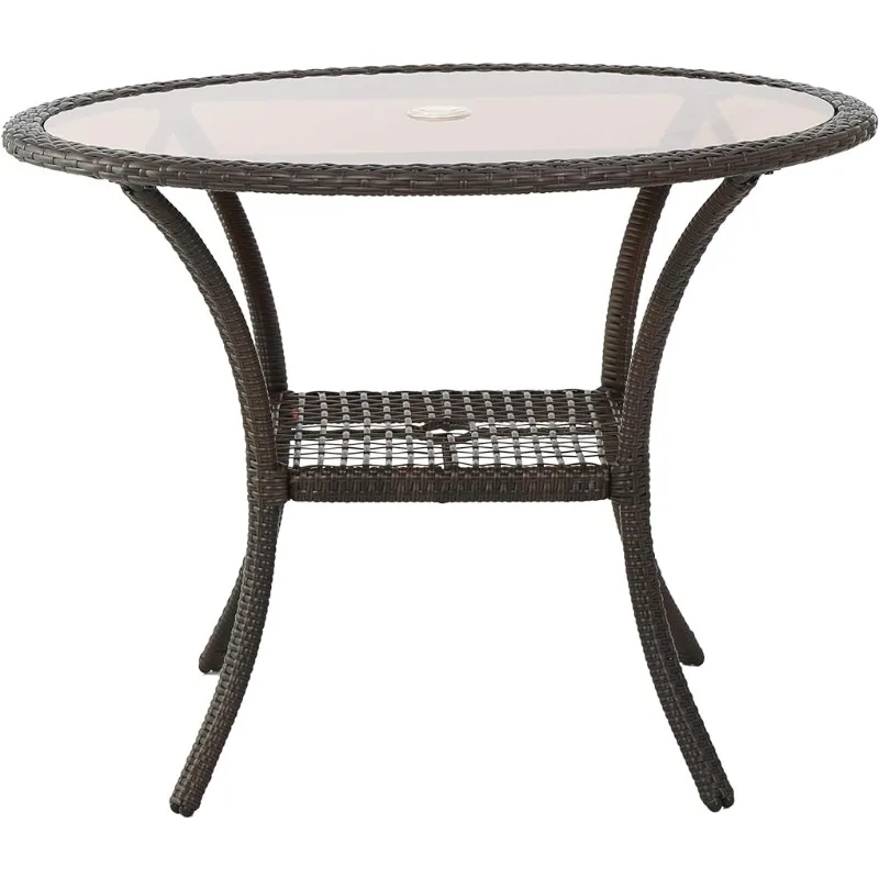 Christopher Knight Home San Pico Wicker Glass Table, Multibrown