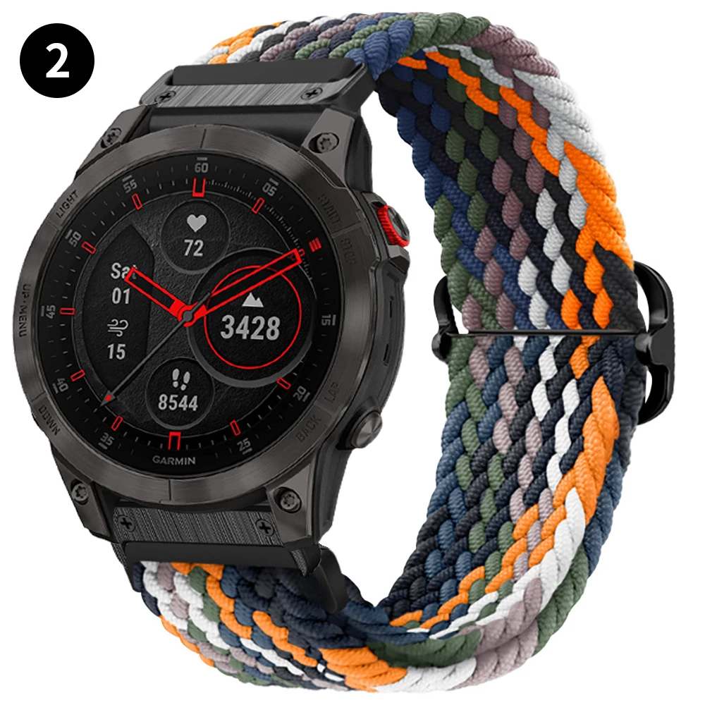 QuickFit 22 مللي متر 26 مللي متر حزام مطاط من النايلون المضفر لـ Garmin EPIX GEN2 Fenix7 7X Solar/6X 6XPro 5XPlus Enduro 2 حزام الساعات
