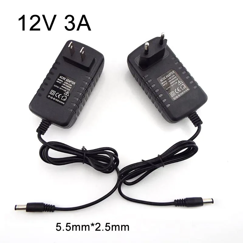 12V 3A 5.5mm * 2.5mm AC do DC 100V-240V przejściówka do ładowarki przetwornica zasilania do kamera telewizji przemysłowej taśma LED lampa w1