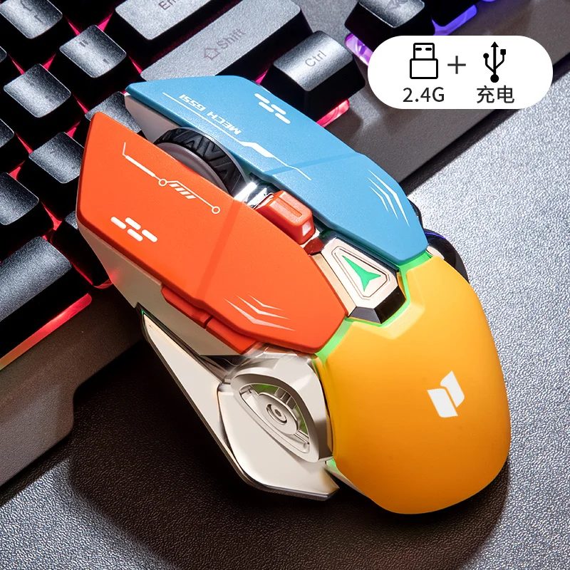 

Беспроводная мышь, бесшумная игровая электронная спортивная мышь RGB с перезаряжаемым светом Effectlol, настольная компьютерная мышь для ноутбука