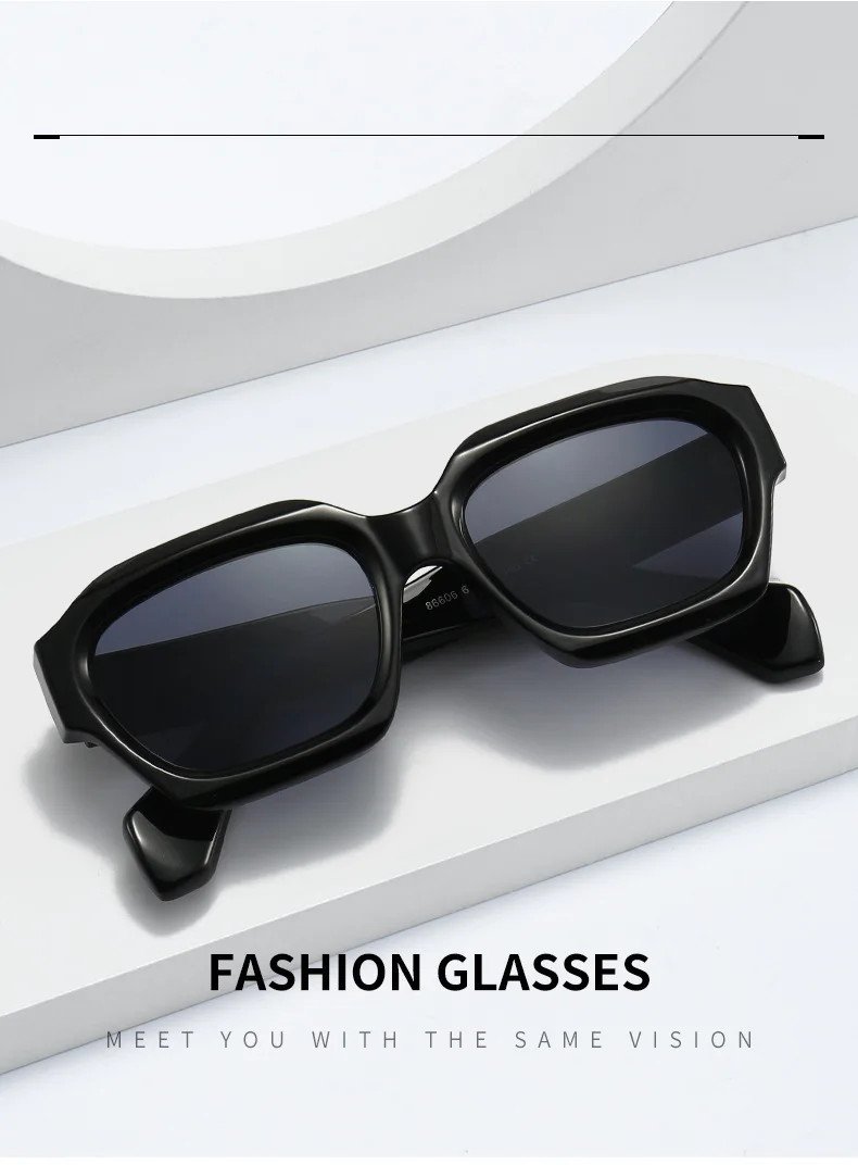 Dicker Rahmen Polygon getönter Schatten Lesebrille Herren Damen Fertige Korrektionsbrille Freizeit Outdoor Graue Sonnenbrille – Detail 4
