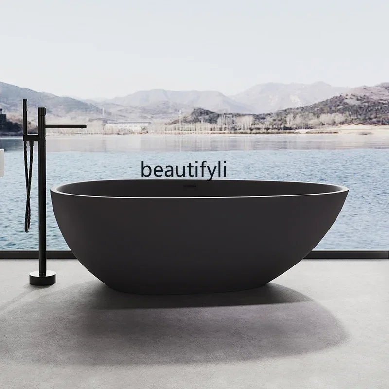 

QQ Family Couple Hotel Artificial Stone Bathtub Independent Integrated Goose Egg SPA Bath