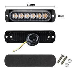 1PCS  12-24V highlight single row 6LED truck warning light motorcycle pickup modified decorative strobe light strobe light